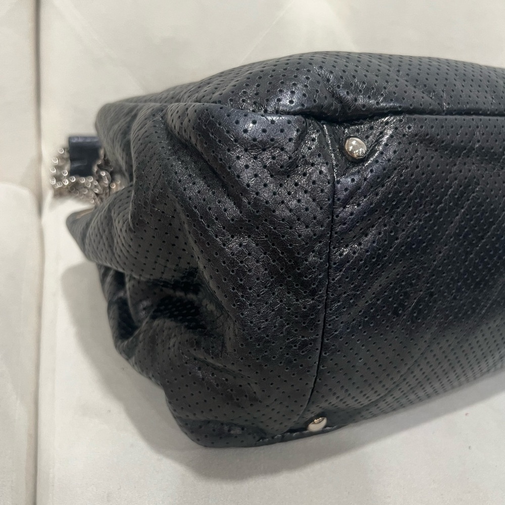 Chanel Perforated Accordion Flap Bag in Black Leather - Picture 10 of 15